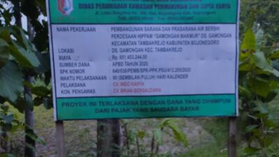 Belum Ada Pihak Yang Bertanggung Jawab Atas Mangkraknya Proyek Hippam di Kecamatan Ngraho dan Tambakrejo