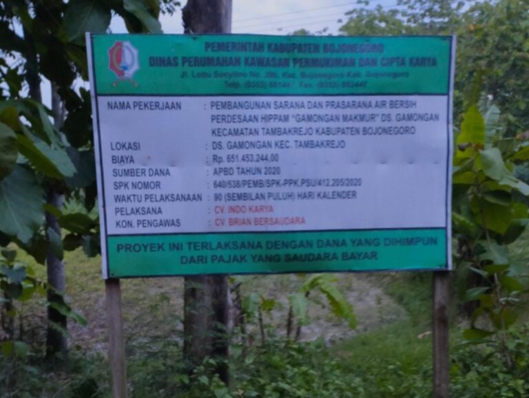 Belum Ada Pihak Yang Bertanggung Jawab Atas Mangkraknya Proyek Hippam di Kecamatan Ngraho dan Tambakrejo