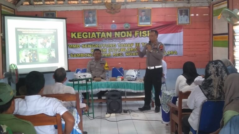 TMMD Sengkuyung Tahap III Tahun 2023, Polantas Blora Gelar Dikmas Lantas di Desa Sambonganyar