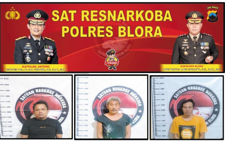 Satnarkoba Polres Blora Tangkap Tiga Pengedar Sabu di Perempatan Biandono