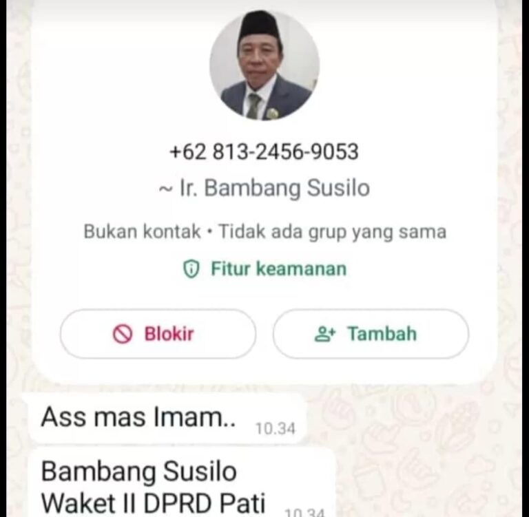 Pelaku Catut Nama Wakil Ketua DPRD Pati, Camat Tayu Nyaris Jadi Korban Penipuan