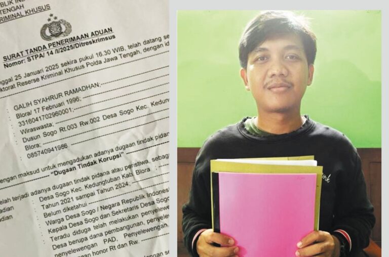 Diduga Selewengkan DD, Kades dan Sekdes Desa Sogo-Kedungtuban Dilaporkan ke Polda Jateng