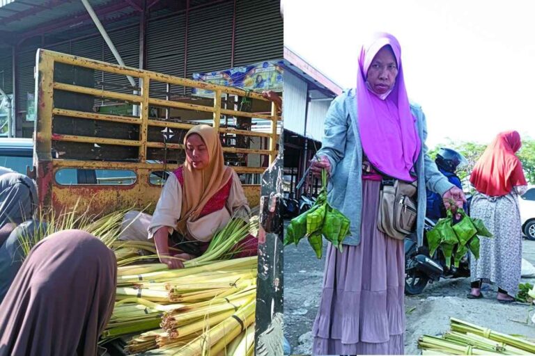 Jelang Lebaran Ketupat, Pasar Sido Makmur-Blora Dibanjiri Pedagang Janur Kelapa