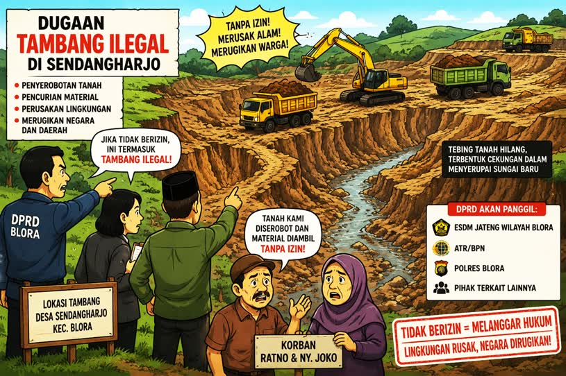 Warga Tuding Ada Penyerobotan Tanah dan Pencurian Material, DPRD Blora Bongkar Dugaan Tambang Ilegal di Sendangharjo